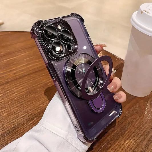 iPhone 14 Pro Max Case with Magnetic Ring Holder - Purple Edition 💜